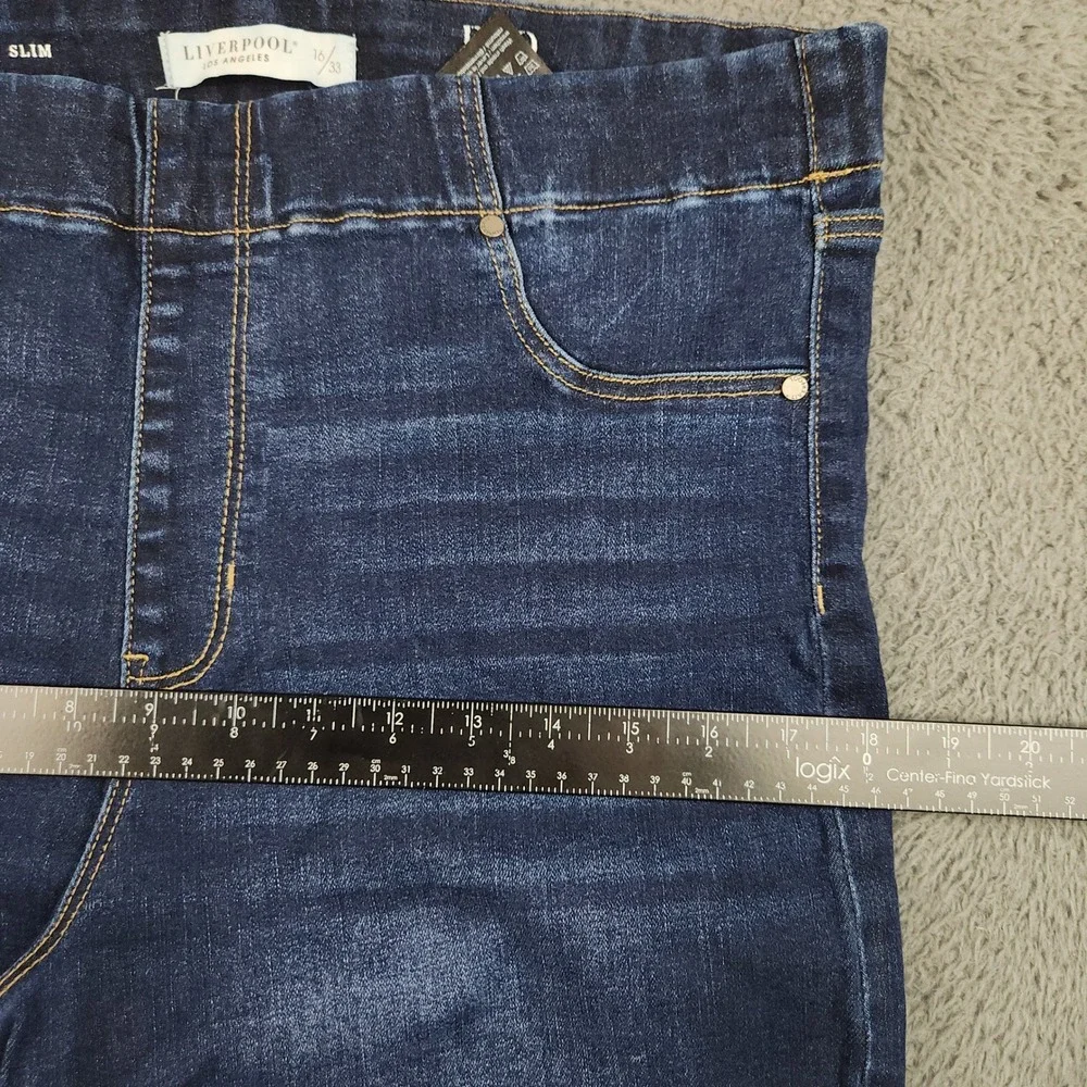 Liverpool Chloe Pull-On Slim Eco Jeans Womens 16/33 Plus Dark Wash Blue Denim